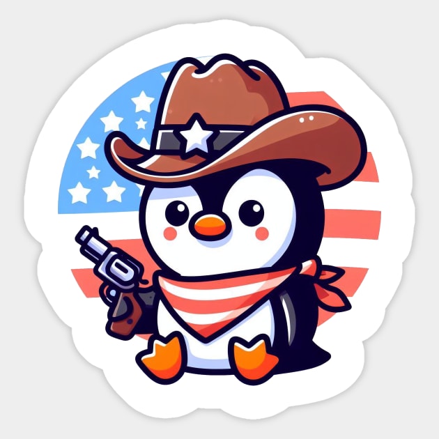 A Whimsical Tribute to American Culture in Cartoon Style Sticker by ragil_studio